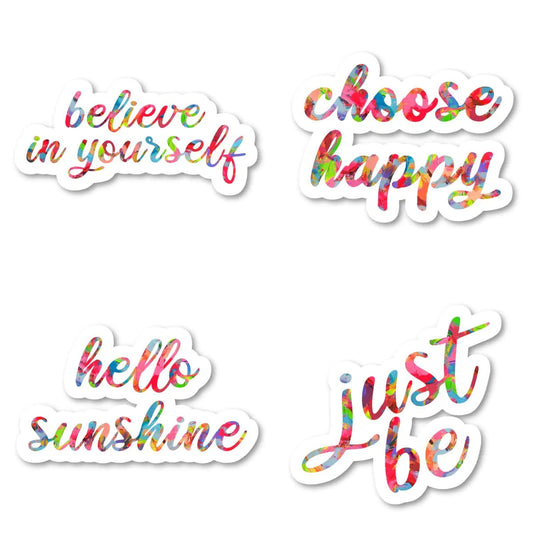 Sunshine Vibes Watercolor Sticker Set - 4 Pack Vinyl Decals